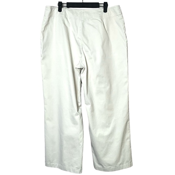 ST. JOHN SPORT Beige Cotton Blend Twill Wide Leg Casual Pants w/ Pockets Sz 14 - Picture 3 of 9